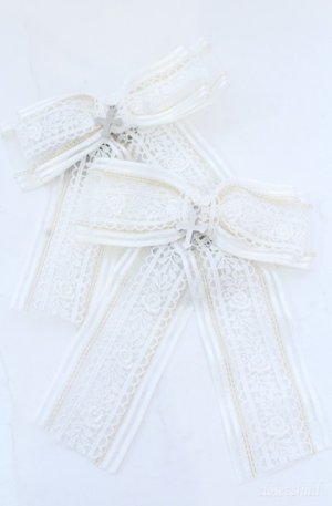 画像: ATELIER PIERROT / Ribbon Cross Charm Clips　クリップ  シロ O-25-08-18-013-EL-AC-IG-OS