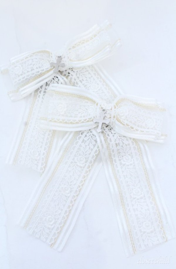 画像1: ATELIER PIERROT / Ribbon Cross Charm Clips　クリップ  シロ O-25-08-18-013-EL-AC-IG-ZT394-F006 (1)