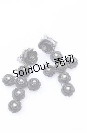 画像: hanakabeads / 黒薔薇クロスのネックレスセット ピアス単品  ブラック O-25-08-18-017-LO-AC-IG-OS