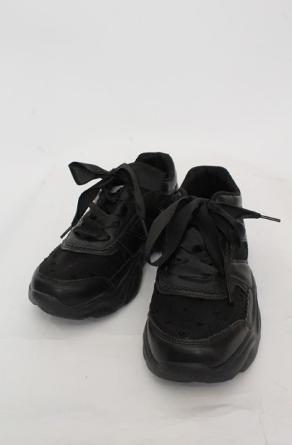 画像1: m petit by misako / ハートチュールスニーカー M クロ O-25-08-20-058-LO-SH-OW-ZT501 (1)