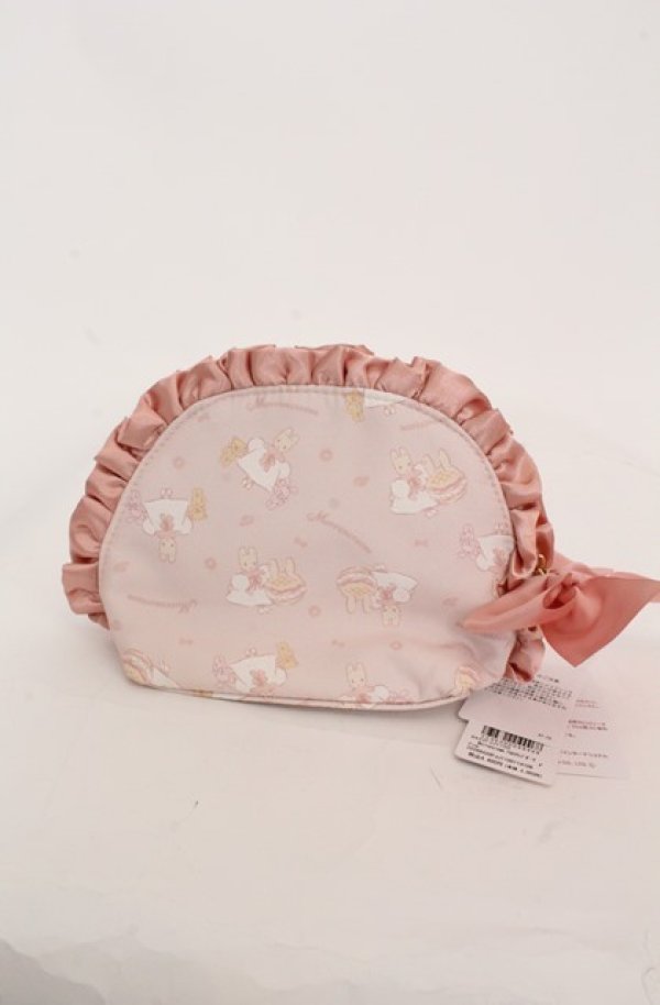 画像2: Maison de FLEUR / marron creamフリルラウンドポーチ  ピンク O-25-08-20-059-LO-ZA-OW-ZT421 (2)