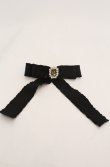 画像1: Maison de FLEUR / サテンフリルリボンバレッタ  クロ O-25-08-20-077-LO-AC-OW-OS (1)