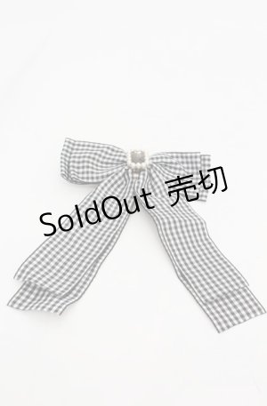 画像: Maison de FLEUR / パールビジューギンガムチェックリボンバレッタ  クロ O-25-08-20-080-LO-AC-OW-OS