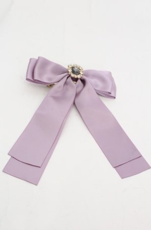 画像: Maison de FLEUR / EC限定ビジューリボンサテンバレッタ  ラベンダー O-25-08-20-081-LO-AC-OW-OS