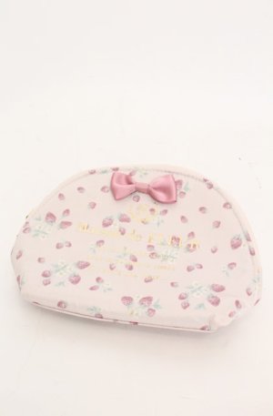 画像: Maison de FLEUR / いちご柄ラウンドポーチ  ピンク O-25-08-20-088-LO-ZA-OW-OS