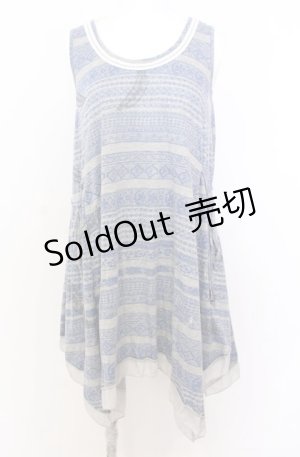 画像: Rozen Kavalier / ノルディックプリントAラインタンクトップ  グレー×ブルー O-25-08-20-1036-OO-OP-IG-OS