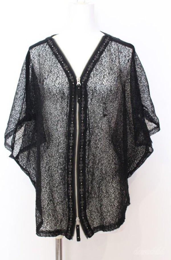 画像1: Ozz Croce / メッシュジップカーディガン  ブラック O-25-08-20-1037-OO-TO-IG-OS (1)