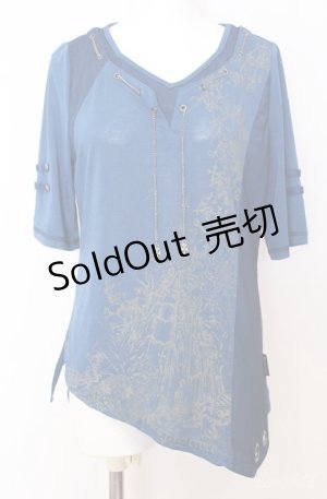 画像: Ozz Croce / チェーン配色メッシュレイヤードTシャツ  ブルー O-25-08-20-1039-OO-TO-IG-OS