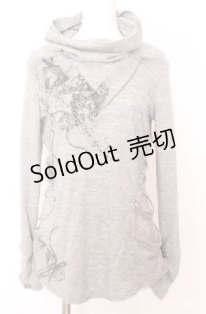 画像: Ozz Croce / ネックレスチェーン付きハイネックカットソー  グレー O-25-08-20-1040-OO-TO-IG-OS