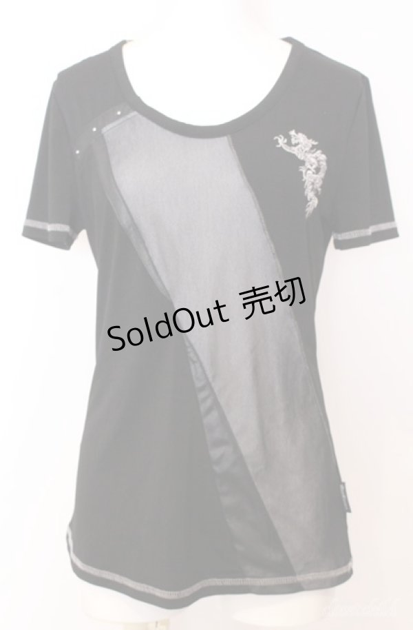 画像1: Ozz Croce / 銀糸龍刺繍Tシャツ  ブラック O-25-08-20-1041-OO-TS-IG-OS (1)