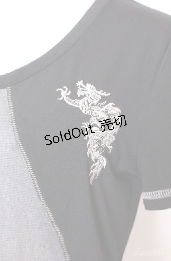 画像2: Ozz Croce / 銀糸龍刺繍Tシャツ  ブラック O-25-08-20-1041-OO-TS-IG-OS (2)