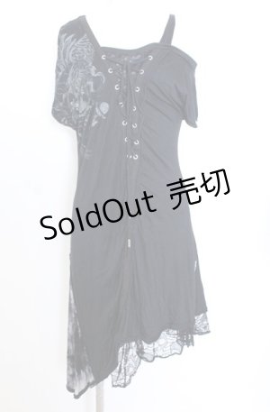 画像: Ozz Croce / レースアップワンショルカットワンピース  ブラック O-25-08-20-1055-OO-OP-IG-OS