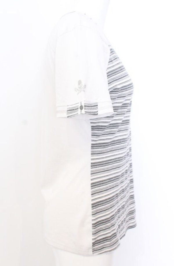 画像2: Ozz Croce / ストライプ切り替えTシャツ  ホワイト O-25-08-20-1056-OO-TO-IG-ZI (2)