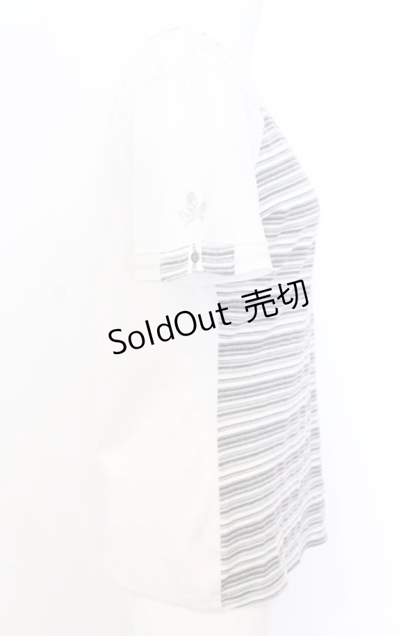 画像2: Ozz Croce / ストライプ切り替えTシャツ  ホワイト O-25-08-20-1056-OO-TO-IG-ZI (2)