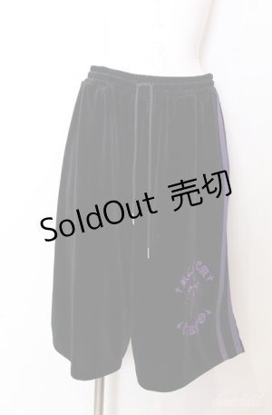 画像: REFLEM / ベロア刺繍ハーフパンツ  ブラック×パープル O-25-08-20-1061-PU-PA-IG-OS