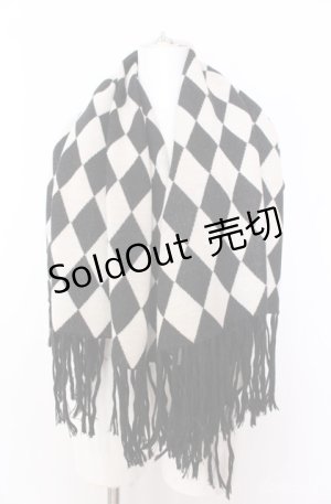 画像: BPN / ダイヤ柄マフラー  ブラック×オフ O-25-08-20-1068-GO-ZA-IG-OS