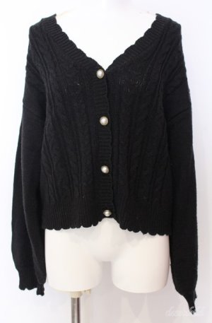 画像: axes femme / パールボタンニットカーディガン F クロ O-25-08-20-1020-AX-TO-OW-OS