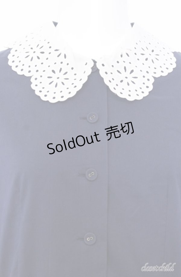 画像2: Jane Marple / アイレットレースカラーのワンピース M ネイビー O-25-08-20-1026-JM-OP-IG-OS (2)