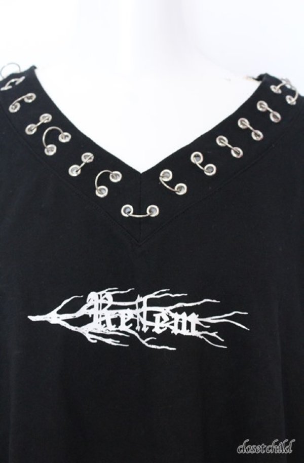 画像2: REFLEM / ピアスリング朔望半袖Tシャツ  ブラック O-25-08-20-1028-PU-TO-IG-ZT189 (2)
