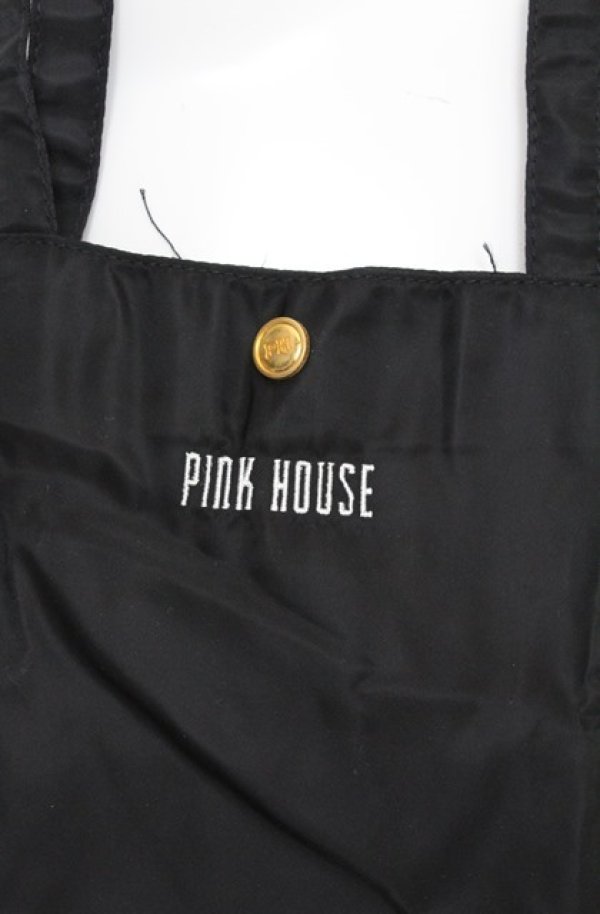 画像2: PINK HOUSE / ロゴ刺繍エコバッグ  クロ O-25-08-20-013-LO-BG-OW-ZT500 (2)