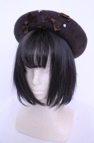 画像: m petit by misako / AMミニリボンバスクベレー 57.5ｃｍ ブラウン O-25-08-20-130-LO-AC-OW-OS