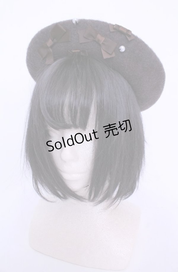 画像1: m petit by misako / AMミニリボンバスクベレー 57.5ｃｍ ブラウン O-25-08-20-130-LO-AC-OW-ZT500 (1)