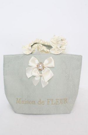 画像: Maison de FLEUR / ロココフリルハンドルトートバッグ  ミントグリーン O-25-08-20-020-LO-BG-OW-OS