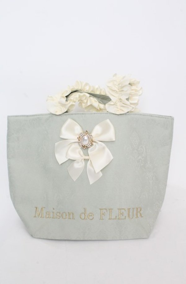 画像1: Maison de FLEUR / ロココフリルハンドルトートバッグ  ミントグリーン O-25-08-20-020-LO-BG-OW-ZT501 (1)
