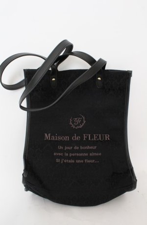 画像: Maison de FLEUR / ジャガードスクエアトートバッグ  クロ O-25-08-20-027-LO-BG-OW-OS