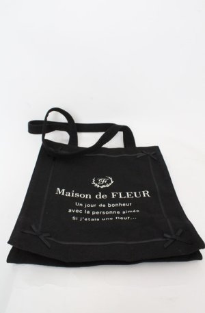 画像: Maison de FLEUR / フレームリボンキャンバスMトートバッグ  クロ O-25-08-20-029-LO-BG-OW-OS