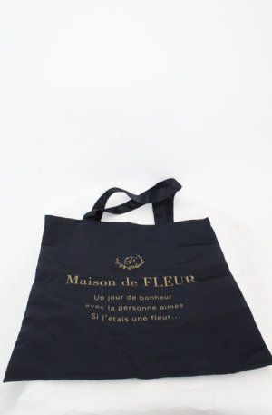 画像: Maison de FLEUR / ロゴプリントトートバッグ  ネイビー O-25-08-20-034-LO-BG-OW-OS