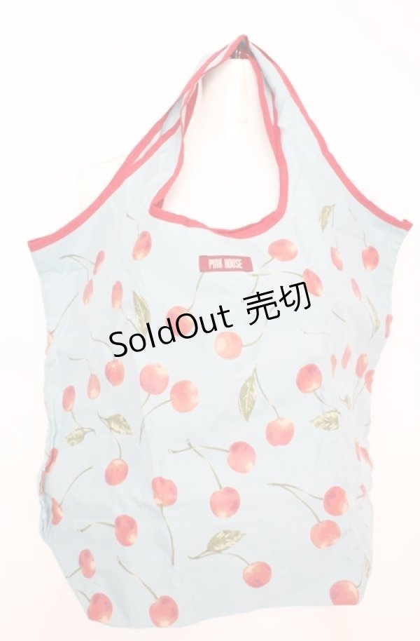 画像1: PINK HOUSE / エコバッグ  さくらんぼ（サックス×アカ） O-25-08-20-004-LO-BG-OW-ZT500 (1)