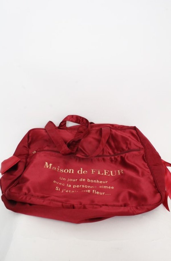 画像1: Maison de FLEUR / サテンキャリーオンバッグ  ワイン O-25-08-20-043-LO-BG-OW-OS (1)