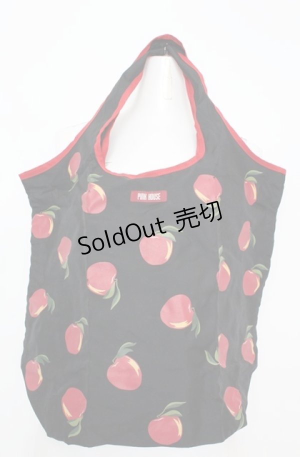 画像1: PINK HOUSE / エコバッグ  りんご（クロ×アカ） O-25-08-20-005-LO-BG-OW-ZT500 (1)