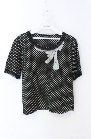 画像: INGEBORG / スパンコール使いドットTシャツ 11号 クロ×シロ O-25-08-21-048-LO-TO-OW-OS