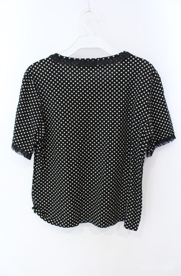画像2: INGEBORG / スパンコール使いドットTシャツ 11号 クロ×シロ O-25-08-21-048-LO-TO-OW-OS (2)