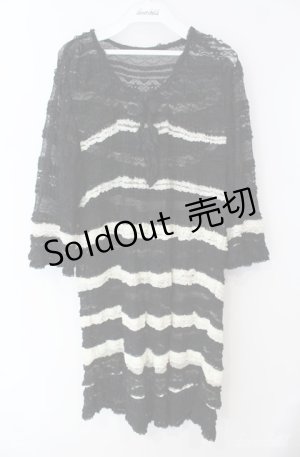 画像: INGEBORG / ストレッチレースボーダーチュニック 11号 クロ×シロ O-25-08-21-050-LO-TO-OW-ZI