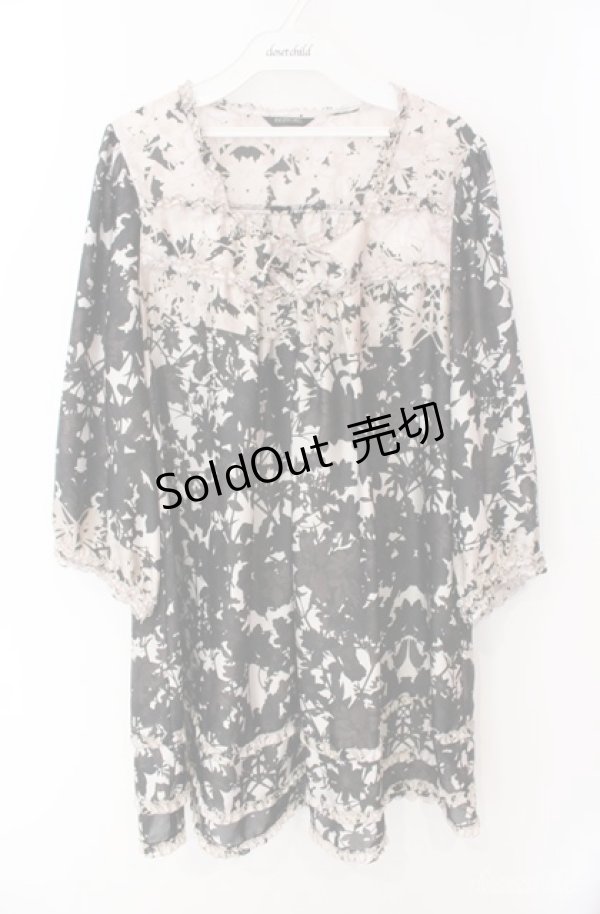 画像1: INGEBORG / リリーptチュニック 11号 クロ×ベージュ O-25-08-21-051-LO-TO-OW-ZI (1)