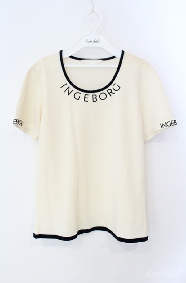 画像1: INGEBORG / ロゴptTシャツ  アイボリー O-25-08-21-058-LO-TO-OW-ZT1227K (1)