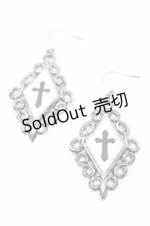 画像: Sheglit / "Crusade"クロスピアス  シルバー×ホワイト×ブラック O-25-08-21-1053-EL-AC-OW-OS