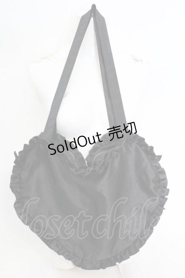 画像3: ATELIER PIERROT / Heart Frill Tote Bag (Shantung Fabric) トートバッグ  ブラック O-25-08-21-1009-EL-BG-IG-OS (3)