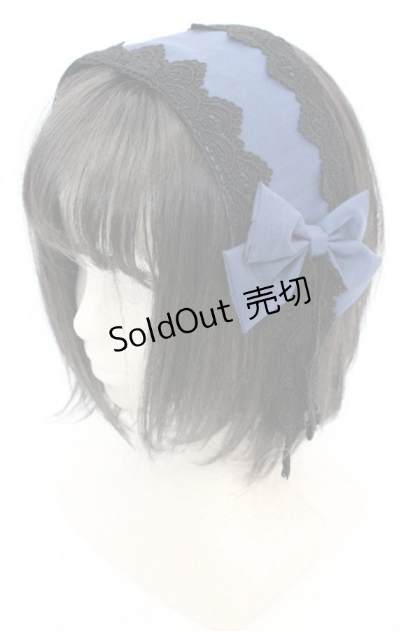 画像1: 尾州ロリィタ / リボンガレットヘッドドレス  プラチナブルー O-25-08-21-1027-LO-AC-OW-OS (1)