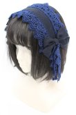 画像1: 尾州ロリィタ / リボンガレットヘッドドレス  クロ×アオ O-25-08-21-1026-LO-AC-OW-OS (1)