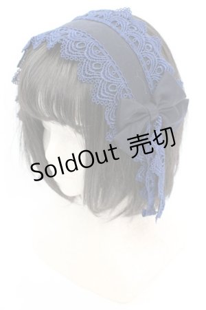 画像: 尾州ロリィタ / リボンガレットヘッドドレス  クロ×アオ O-25-08-21-1026-LO-AC-OW-OS