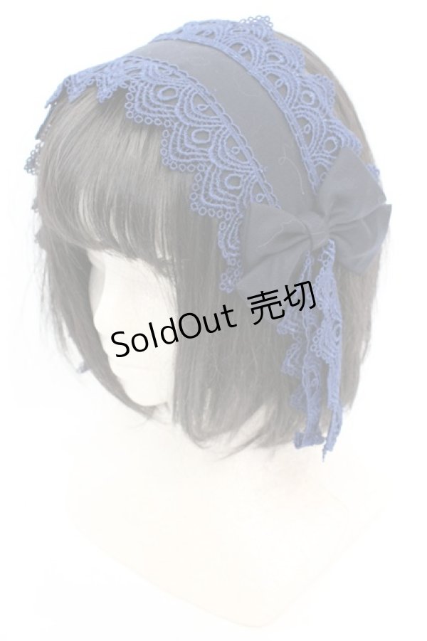 画像1: 尾州ロリィタ / リボンガレットヘッドドレス  クロ×アオ O-25-08-21-1026-LO-AC-OW-OS (1)