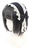 画像1: 尾州ロリィタ / リボンガレットヘッドドレス  クロ×キナリ O-25-08-21-1028-LO-AC-OW-OS (1)