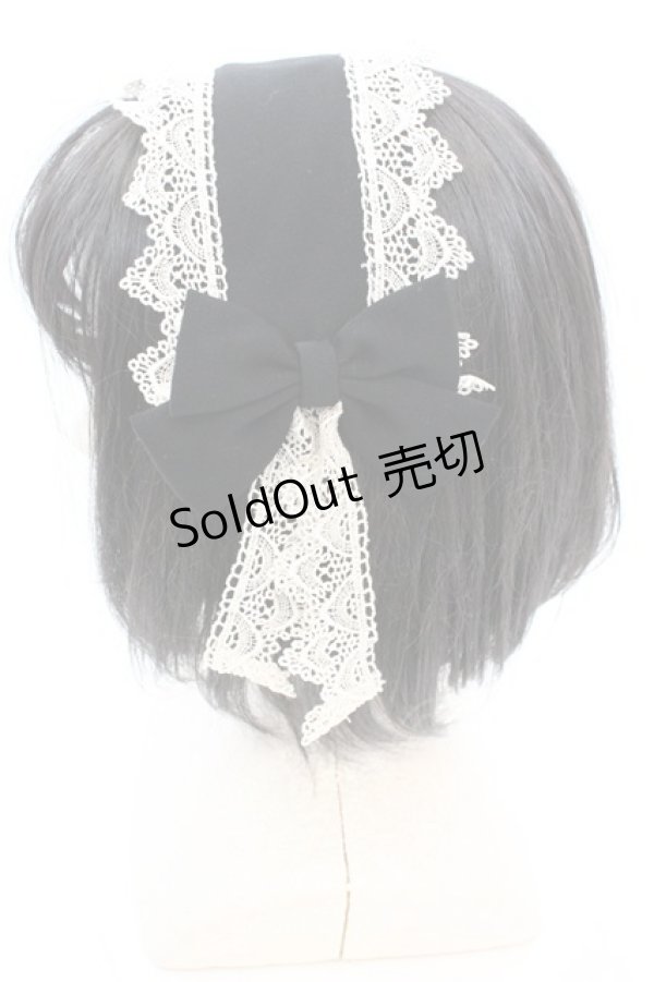 画像2: 尾州ロリィタ / リボンガレットヘッドドレス  クロ×キナリ O-25-08-21-1028-LO-AC-OW-OS (2)