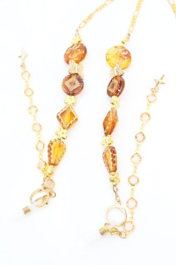 画像1: Estrellas / 眼鏡チェーン  ゴールド×ブラック O-25-08-21-1031-EL-AC-IG-ZT394-F004 (1)