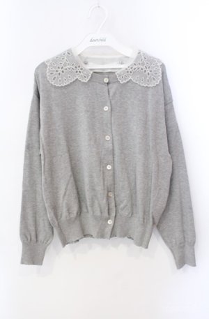 画像: Jane Marple Dans Le Salon / Vintage lace collar cardigan カーディガン M グレー O-25-08-21-071-JM-TO-IG-OS