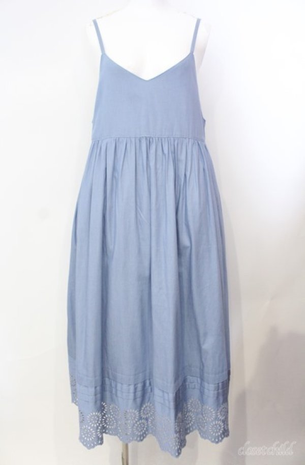 画像1: Jane Marple Dans Le Salon / Vintage lace strap dress ドレス M サックス O-25-08-21-073-JM-OP-IG-OS (1)